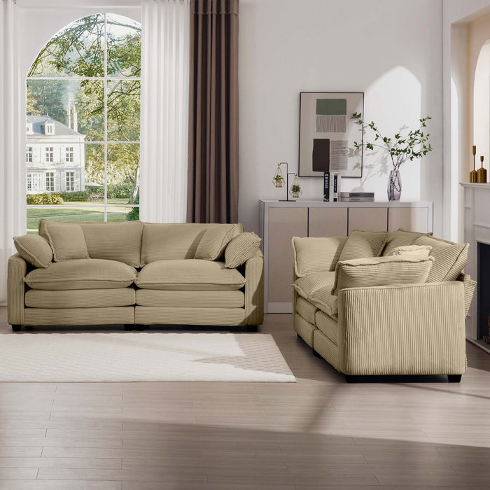 Elegant Corduroy Oversized Sectional Sofa Set With Deep Seats And Flexible Layout