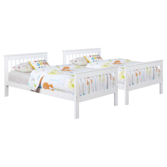 Madison - Twin Over Twin Bunk Bed With Slatted Design - White