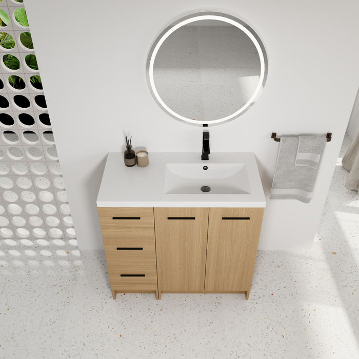 Wall Mounted Floating Bathroom Vanity With Sink, Door & Drawers Modular Cabinet