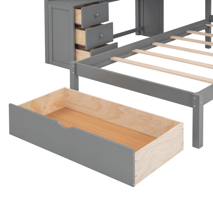 Bunk Bed With Desk, Drawers And Shelves