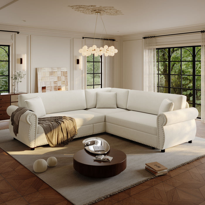 L-Shaped Sofa Couch With Pull-Out Bed