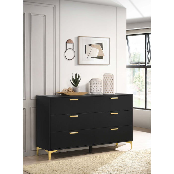 Lexie - 6 Drawer Rectangular Dresser - Black