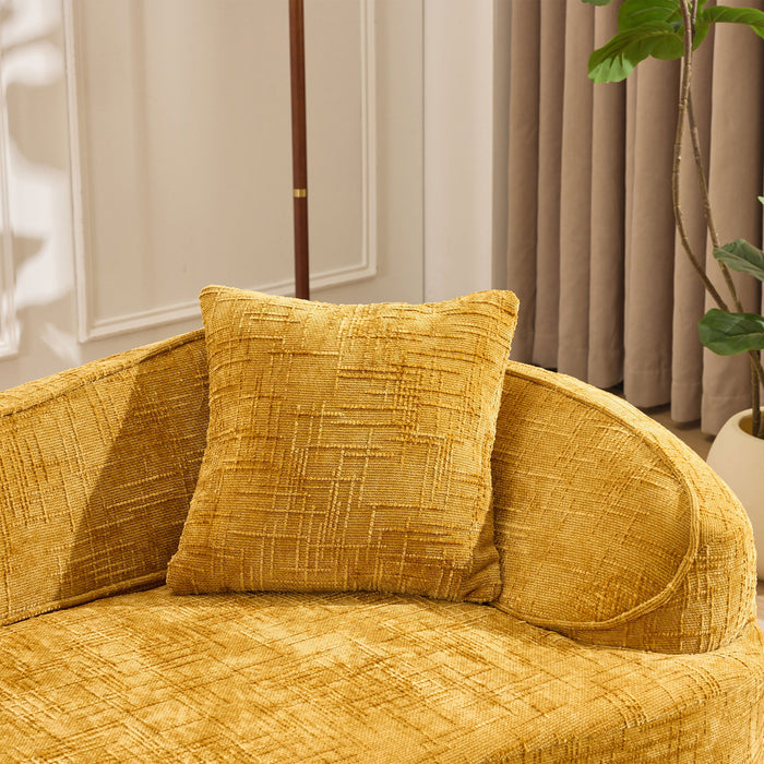 Curved 2 Person Compress Sofa With Armrests, Includes Pillows