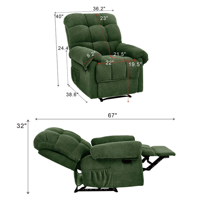 Manual Recliner, Padded Footrest