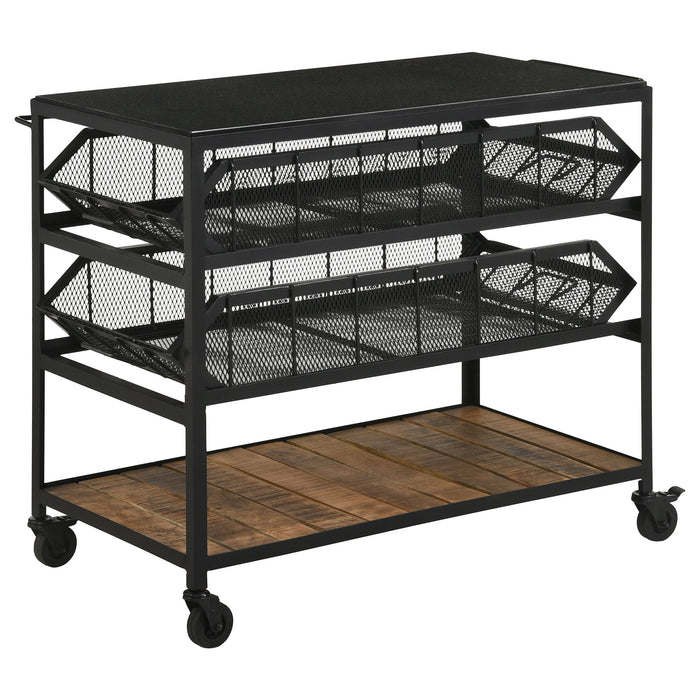Ingalls - Accent Storage Cart With Casters, Shelves - Black