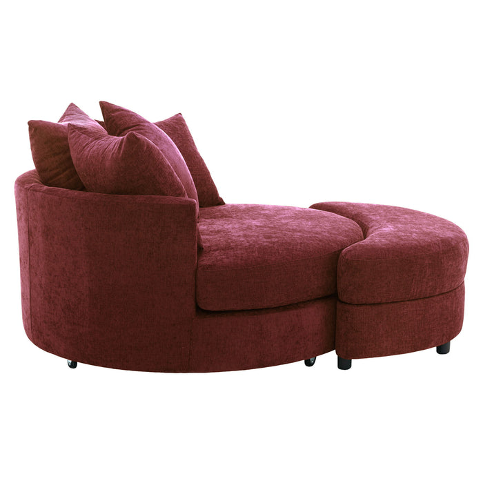 360° Swivel Accent Barrel Chair With Storage Ottoman & 4 Pillows, Modern Leisure Chair Round Accent For Living Room
