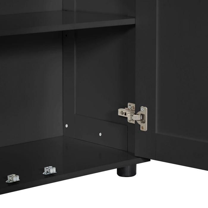 Storage Cabinet With Adjustable Shelves, 2 Doors, Rectangle Design For Bathroom