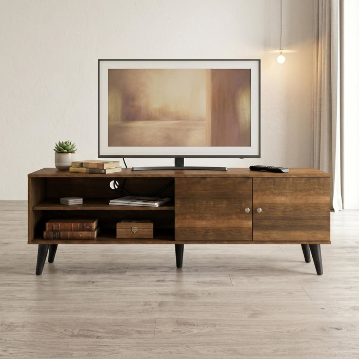 Amidon - TV Stand, With 2 Storage Shelves And 1 Cabinet