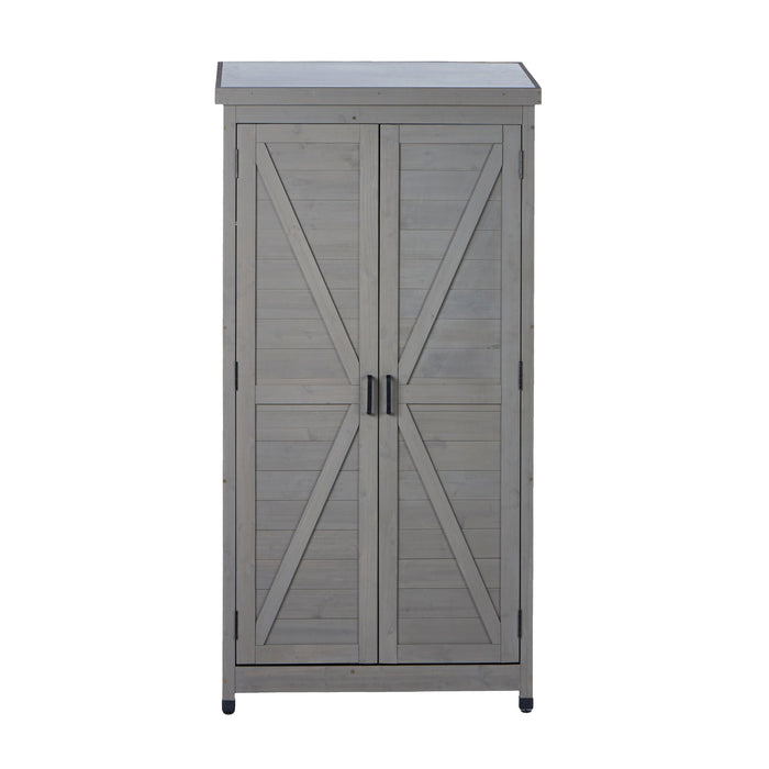 Outdoor Storage Shed With Vertical Tool Cabinet For Backyard
