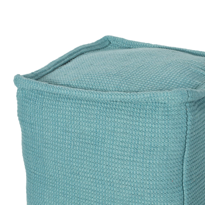 Hansolo - Yarn Square Pouf Ottoman Or Floor Cushion - Teal
