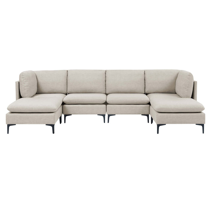 Upholstered Modular Sectional With Medium Firm Seat Cushion - Almond
