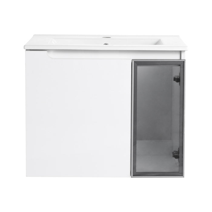Wall Mounted Bathroom Vanity With Sink, 2 Soft Close Doors, Cabinet & Half Door