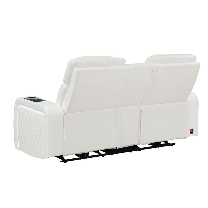 Electra - Power Reclining Loveseat With Power Headrests, Console, Speakers, Massage, LED Lighting And USB Control