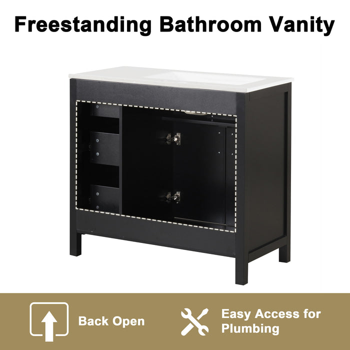 Modern Bathroom Vanity With Sink Top, 2 Doors And 3 Drawers