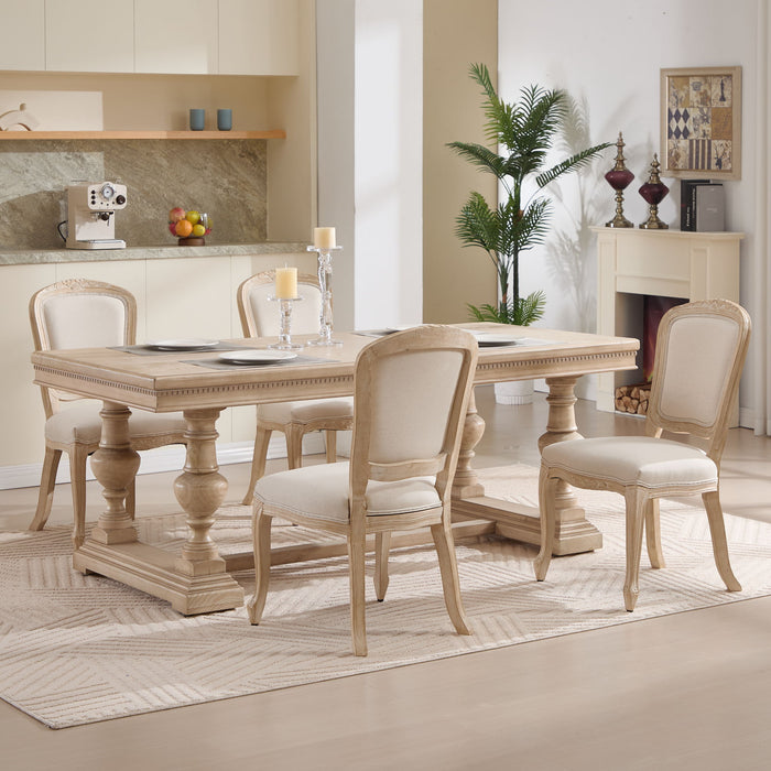 Dining Chairs Upholstered With Fan Shaped Back (Set of 2) - Beige