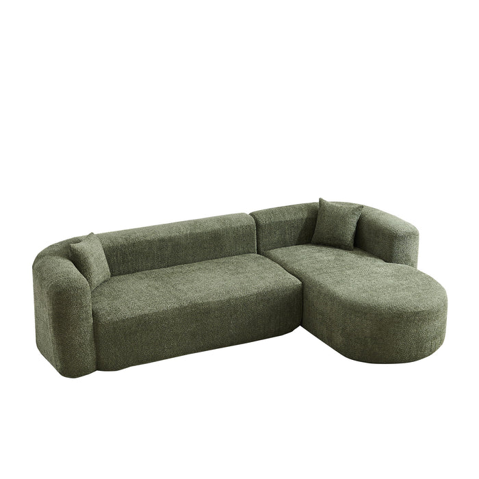 L - Shape Boneless Cloud Couch With 2 Throw Pillows For Living Room