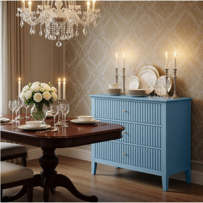 Fluted 3 Drawer Nightstand With Soft Close Slides