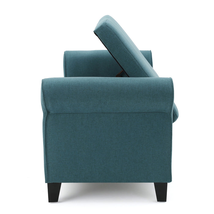 Hayes - Armed Storage Bench With Rolled Arms And Button Tufting