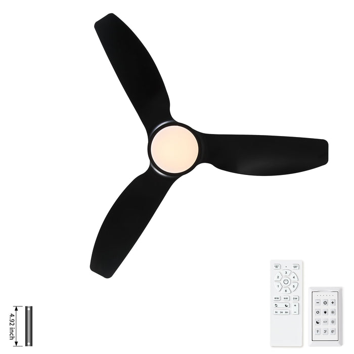 Outdoor Waterproof Ceiling Fan With Light And Quiet DC Motor, Blades For Bedroom - Black