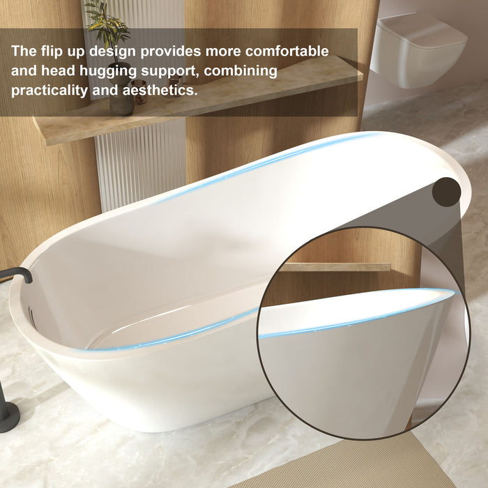 Special-Shaped Freestanding Slipper Bathtub, Overflow & Pop Up Drain