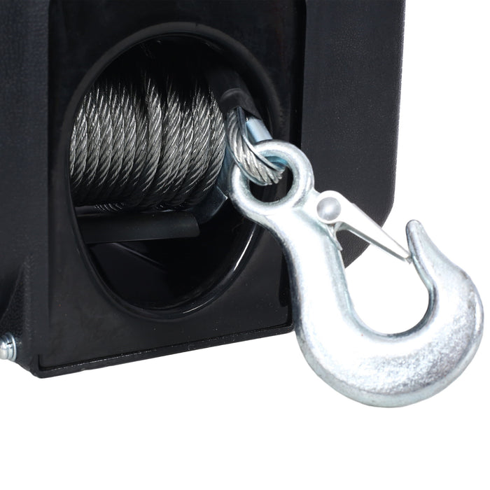 Reversible Electric Trailer Winch For Boats Up To 5000 Lbs With Galvanized Wire Rope And Casing - Black