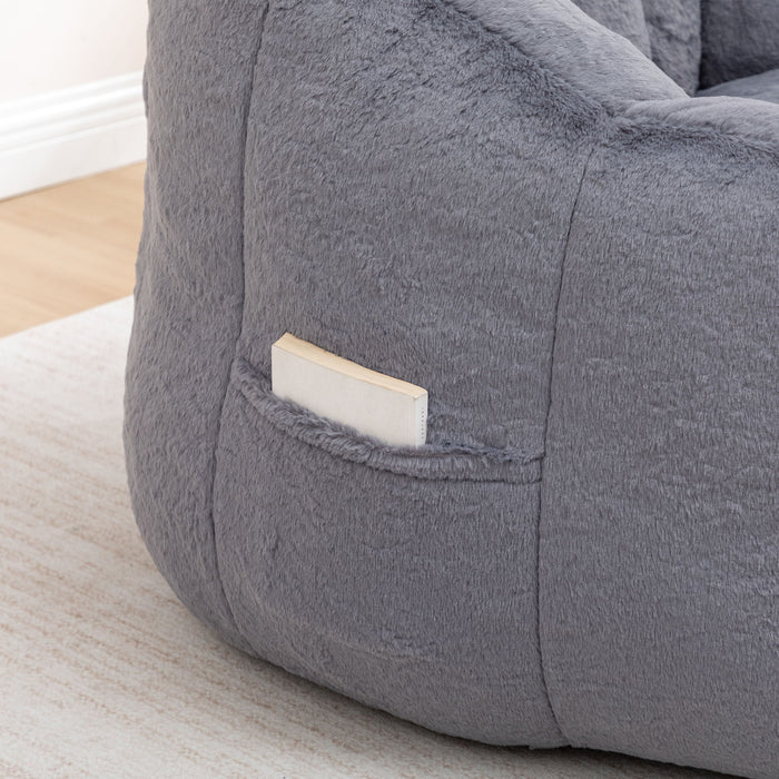 Beanbag Chair, Beanbag Sofa Chair With Armrests Stuffed High Density Foam
