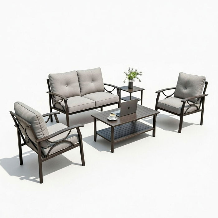 Patio Furniture Set With Coffee Table And Cushions For Backyard