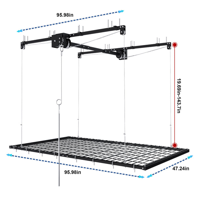 4 X 8 Ft Overhead Garage Storage Rack - Black