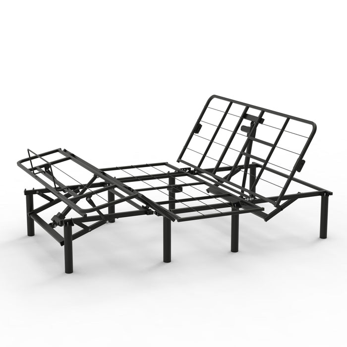 Adjustable Bed Base Frame With Head And Foot Incline, Quiet Motor, Queen Size Steel, Dual USB A, C Ports - Black