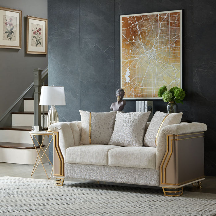 Chateau - Loveseat - Cream / Brown