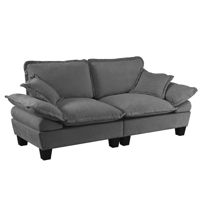 2 Seater Modular Loveseat With Curved Armrests