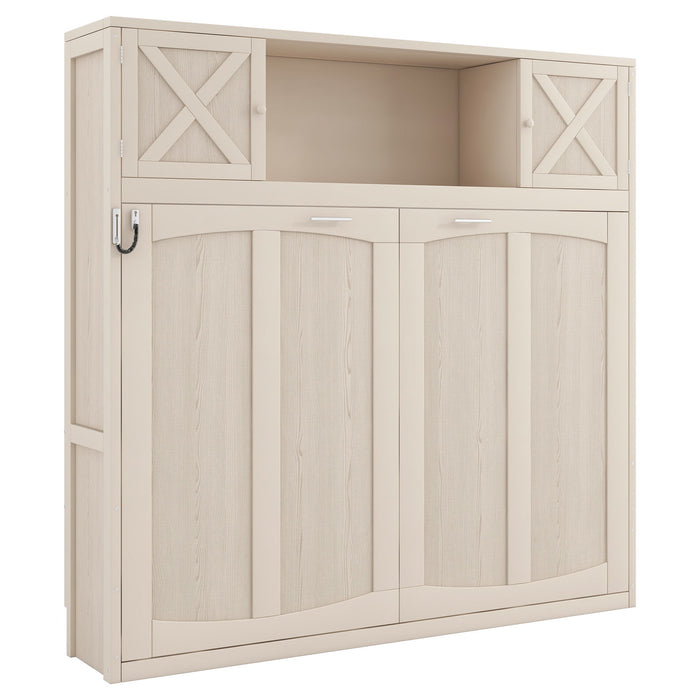 Rustic Casual Murphy Bed With Storage Cabinets