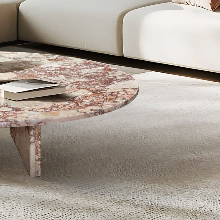 Coffee Table, Polished Surface, Genuine Stone, Designer Living Room Table - Pink