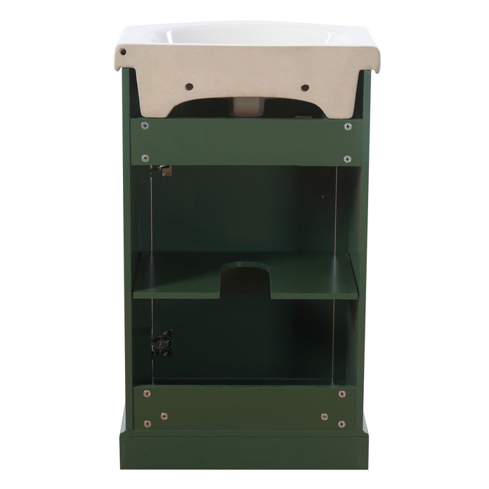 20" Bathroom Vanity With Bulged Sink, Freestanding Single Vanity Set, Soft Close Door