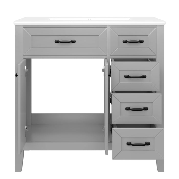 Modern Bathroom Vanity With Sink, Freestanding Design With Drawers And Doors