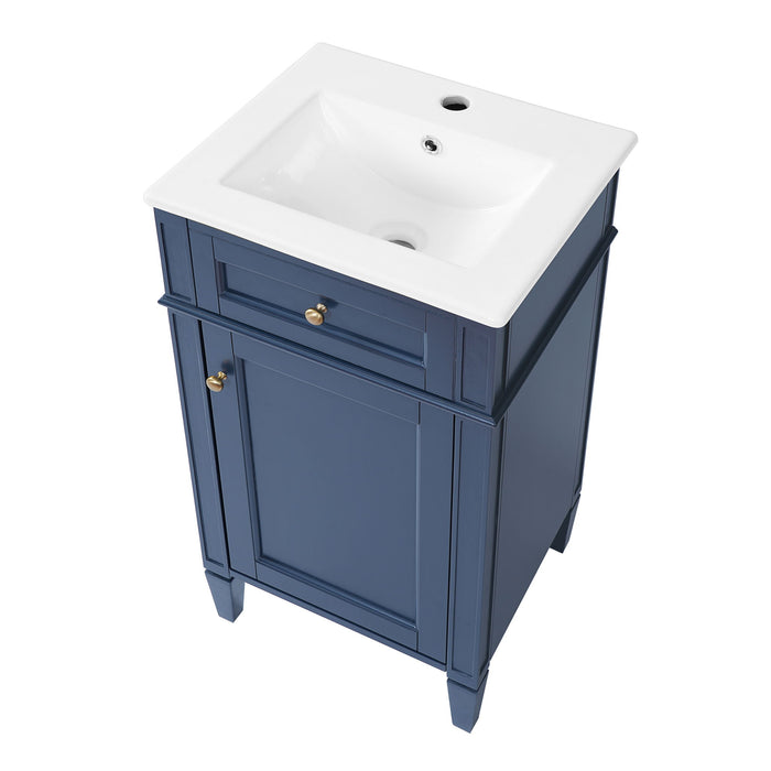French Style Bathroom Vanity With Sink, Soft-Closing Door, Adjustable Shelf, Rectangular Design