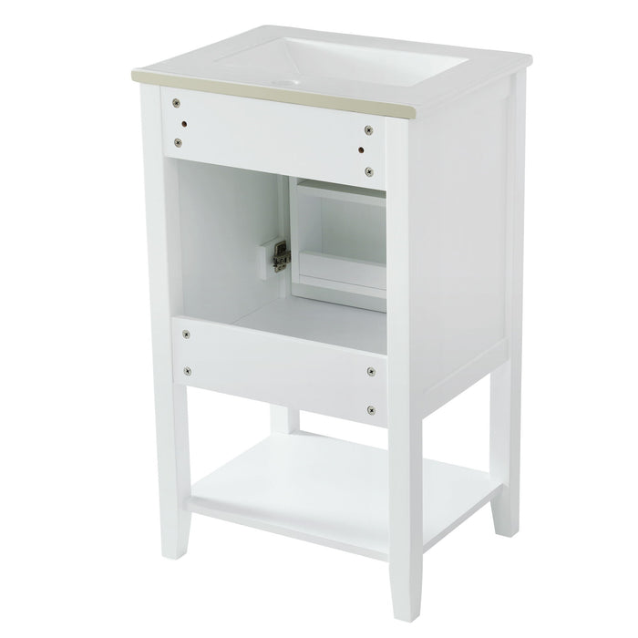 Modern Bathroom Vanity With Sink, Soft-Closing Door And Open Shelf