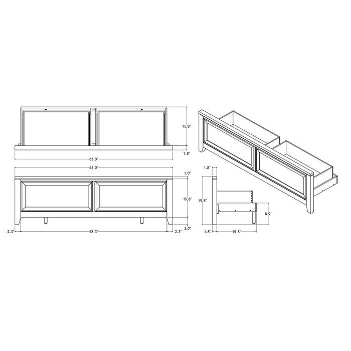 Melissa - 5 Piece Storage Bedroom Set With Padded Headboard