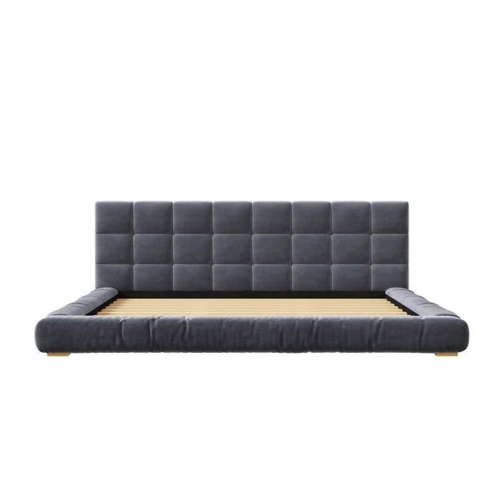 Upholstered Platform Bed Frame With Tufted Headboard