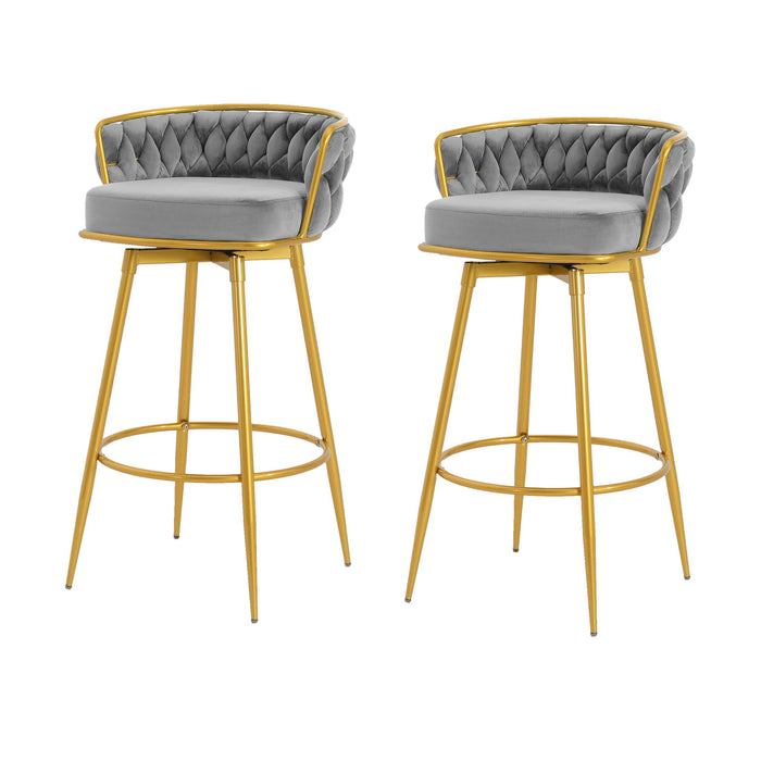 Modern Low Back Upholstered Counter Height Bar Stools (Set of 2)