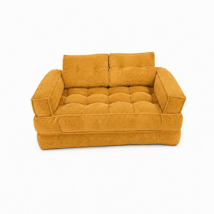 2 Seater Modular Corduroy Sofa With Chaise Lounge For Living Room