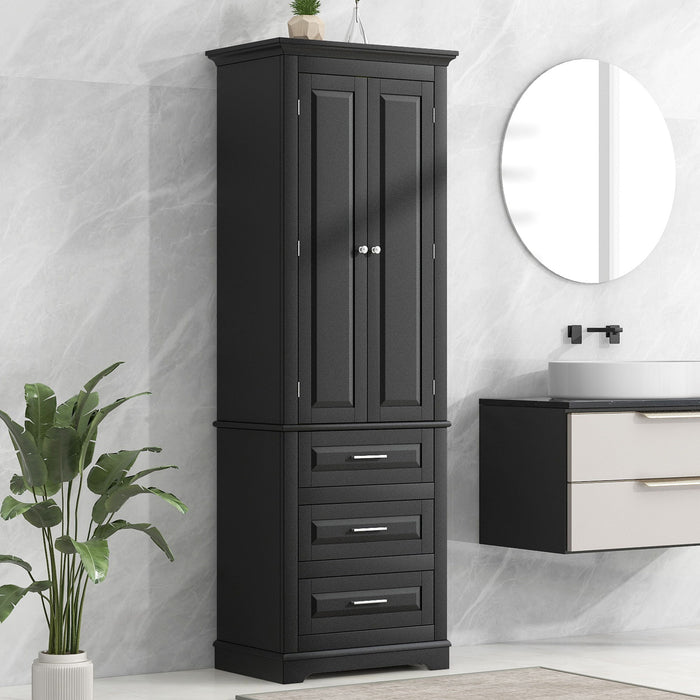 Tall Storage Cabinet With 3 Drawers For Bathroom