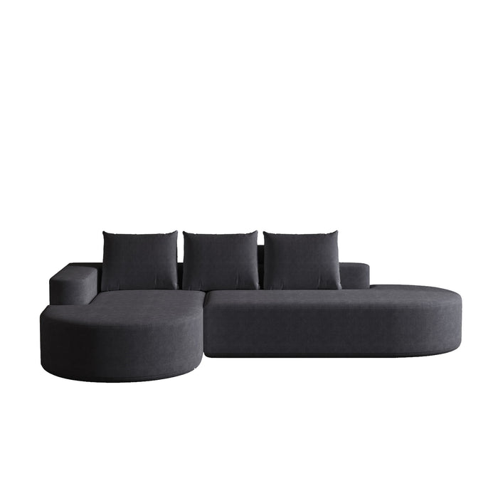 Modern Curved Sofa, L-Shaped Modular Sectional Set With 3 Pillows