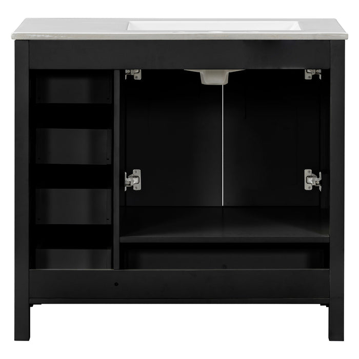 Bathroom Vanity With Sink Combo, 2 Soft Close Doors And 5 Drawers