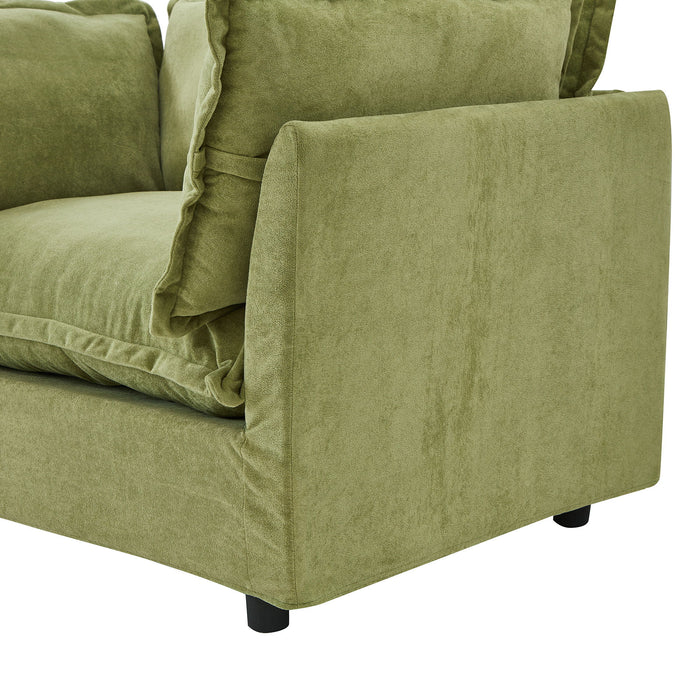 Modern Cozy Upholstered Armchair Sofa With Movable Ottoman