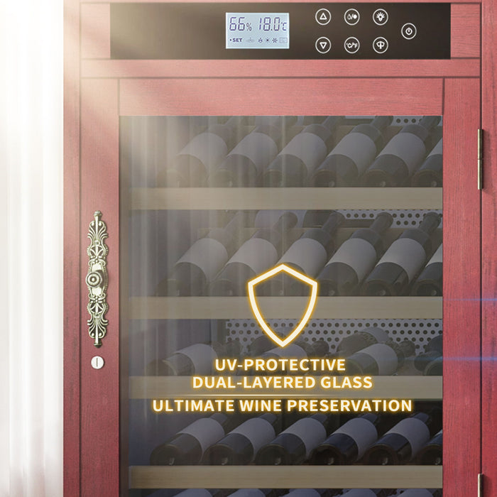 Wine Cooler Cabinet With Touch Control, 43 Bottle Capacity, Humidity & Temperature Regulation - Cherry