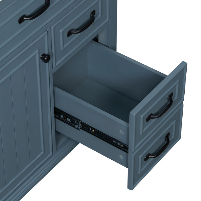 Bathroom Vanity With Sink Top, Flip Drawers, Adjustable Shelf