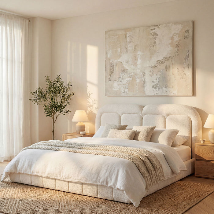 Upholstered Platform Bed With Tufted Headboard