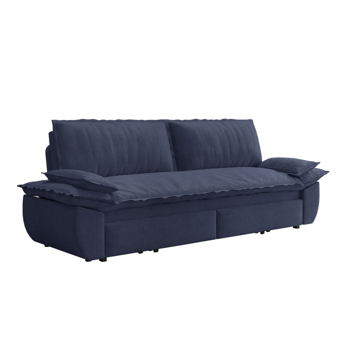 Queen Pull Out 3 In 1 Convertible Sleeper Sofa Bed - Blue