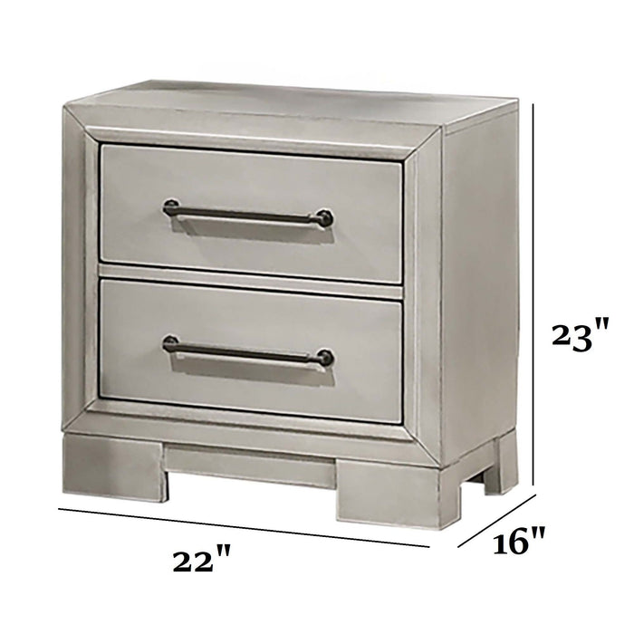 Nightstand With Square Legs And Sleek Handles - Antique White